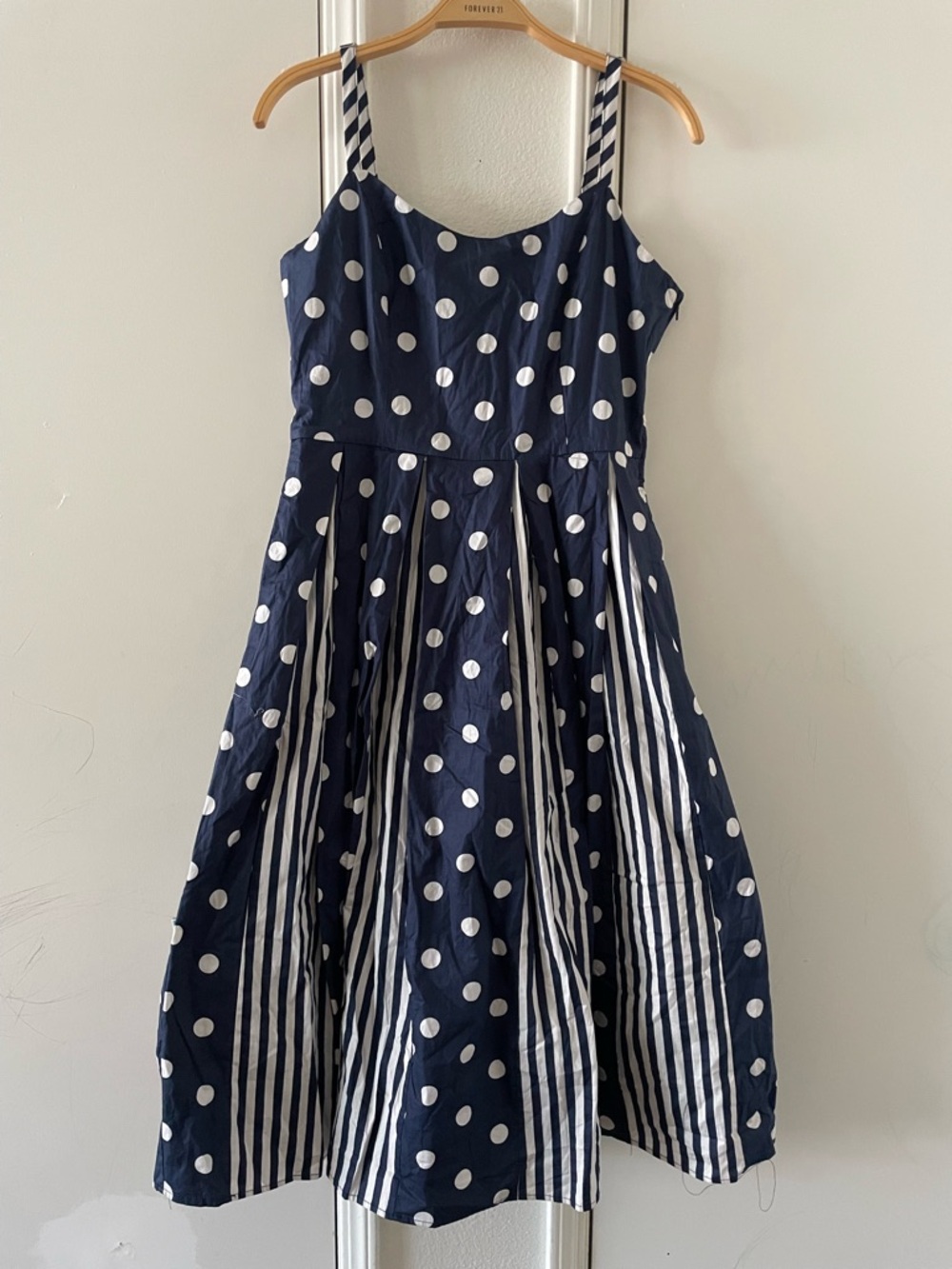 MODCLOTH Fit And Flare Polka Dot Striped Midi Dress Size 8 - Picture 3 of 5